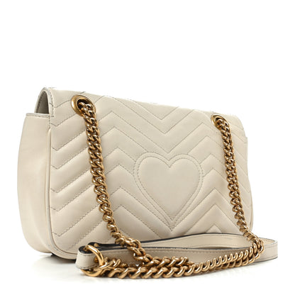 Gucci Calfskin Matelasse Small GG Marmont Shoulder Bag White 3 of 10