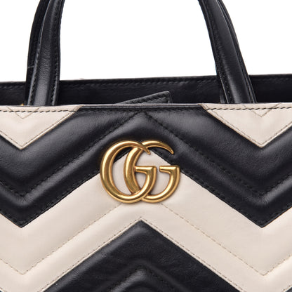 Gucci Calfskin Matelasse Small GG Marmont Tote Black White 12 of 12