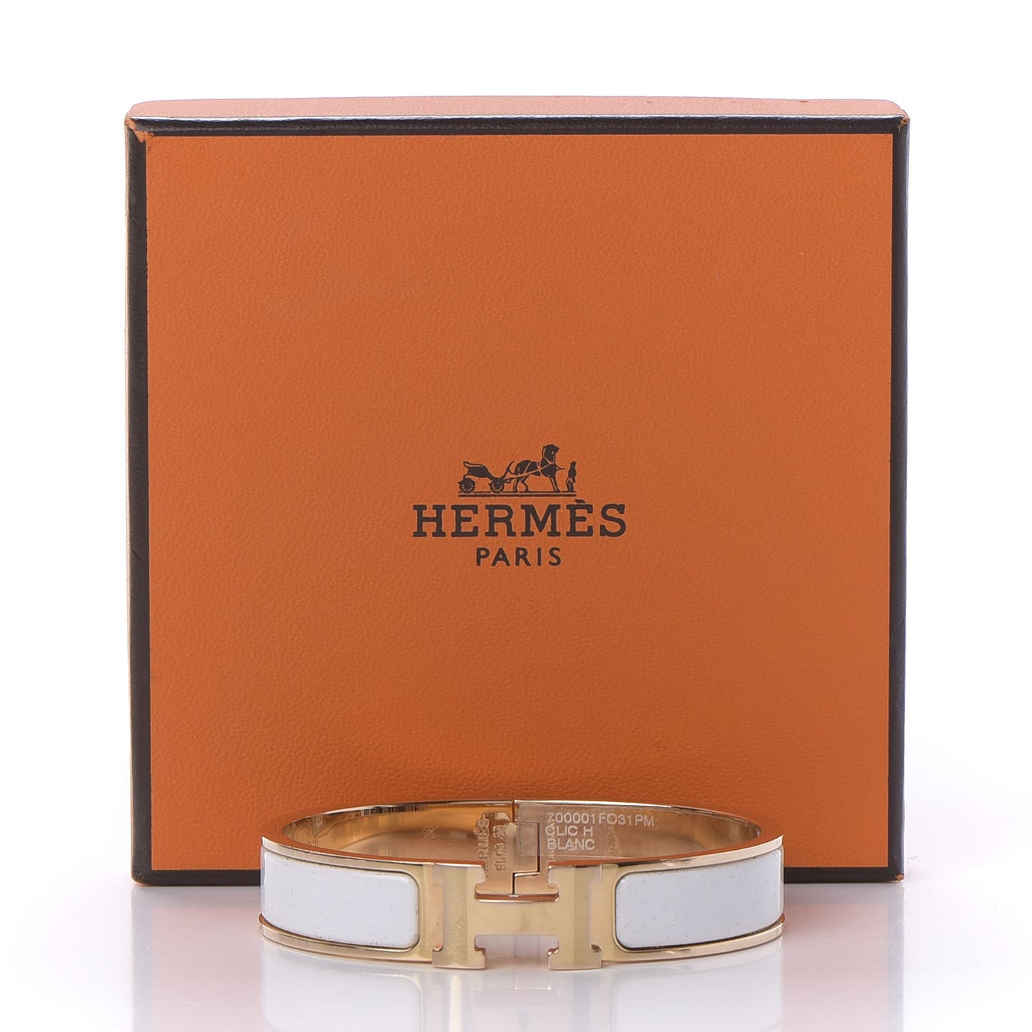 Enamel Narrow Clic Clac H Bracelet PM White