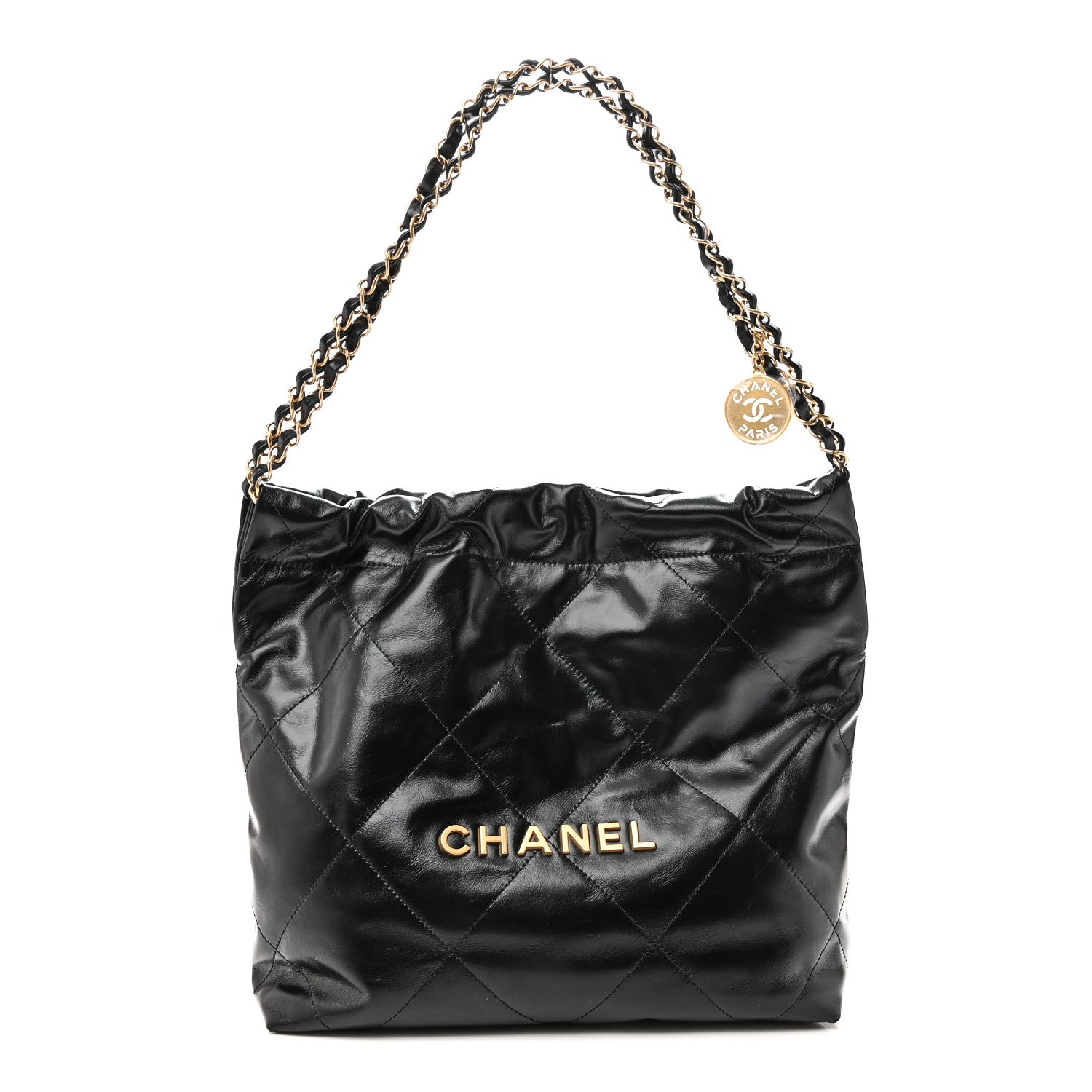 Chanel Shiny Calfskin Quilted Small Chanel 22 Black 1 of 11