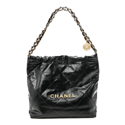 Chanel Shiny Calfskin Quilted Small Chanel 22 Black 1 of 11
