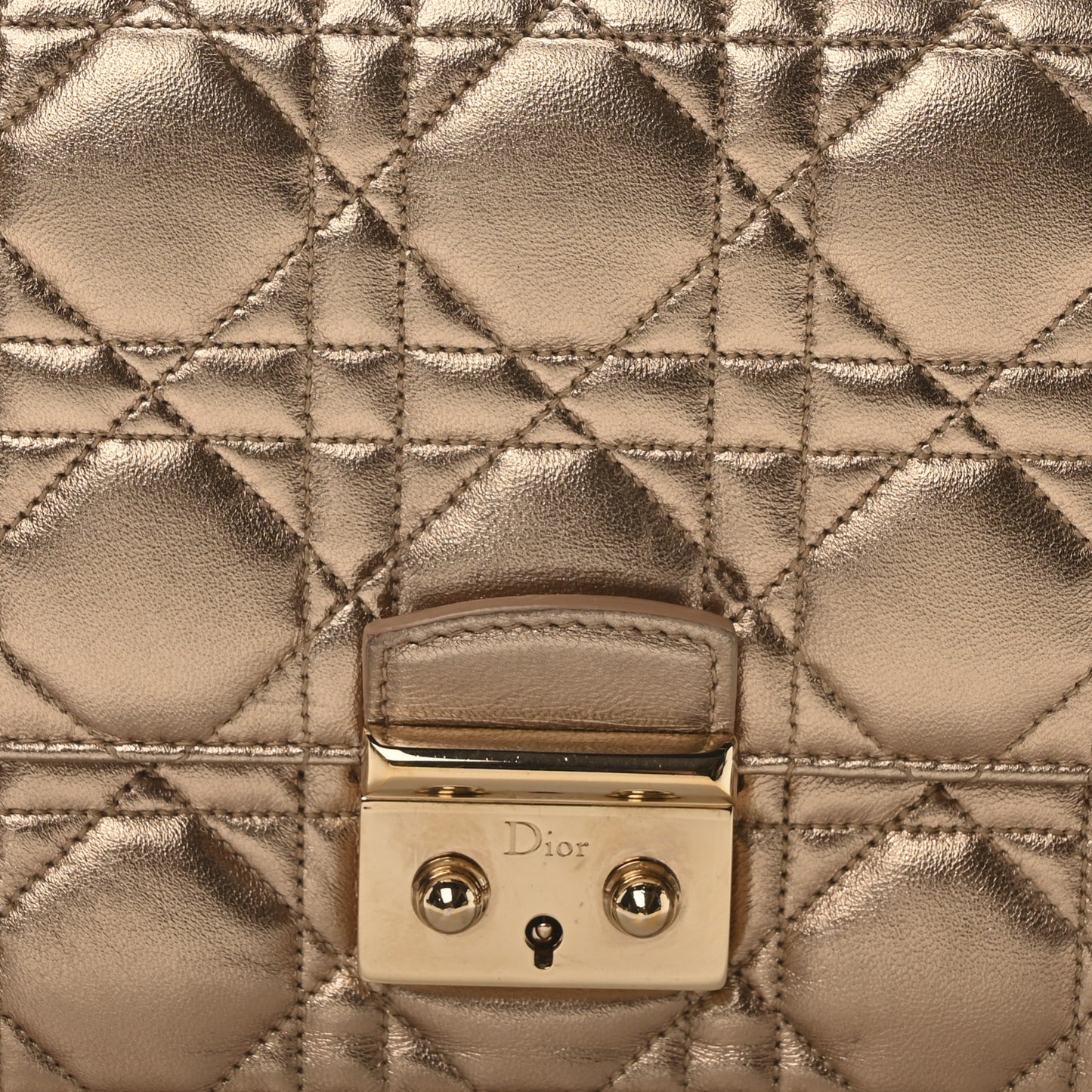 Metallic Lambskin Cannage Miss Dior Promenade Pouch Gold