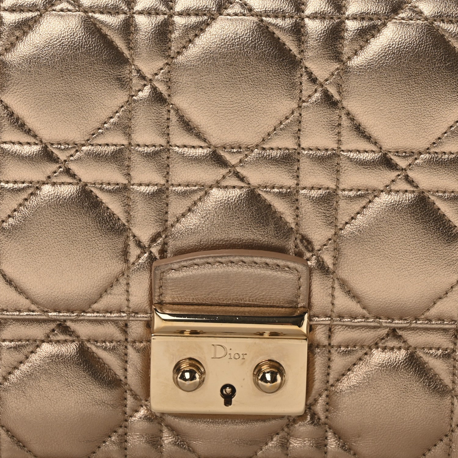 Christian Dior Metallic Lambskin Cannage Miss Dior Promenade Pouch Gold 9 of 11