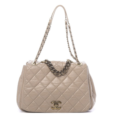 Chanel Aged Calfskin Quilted Large Pondichery Flap Beige 1 of 12