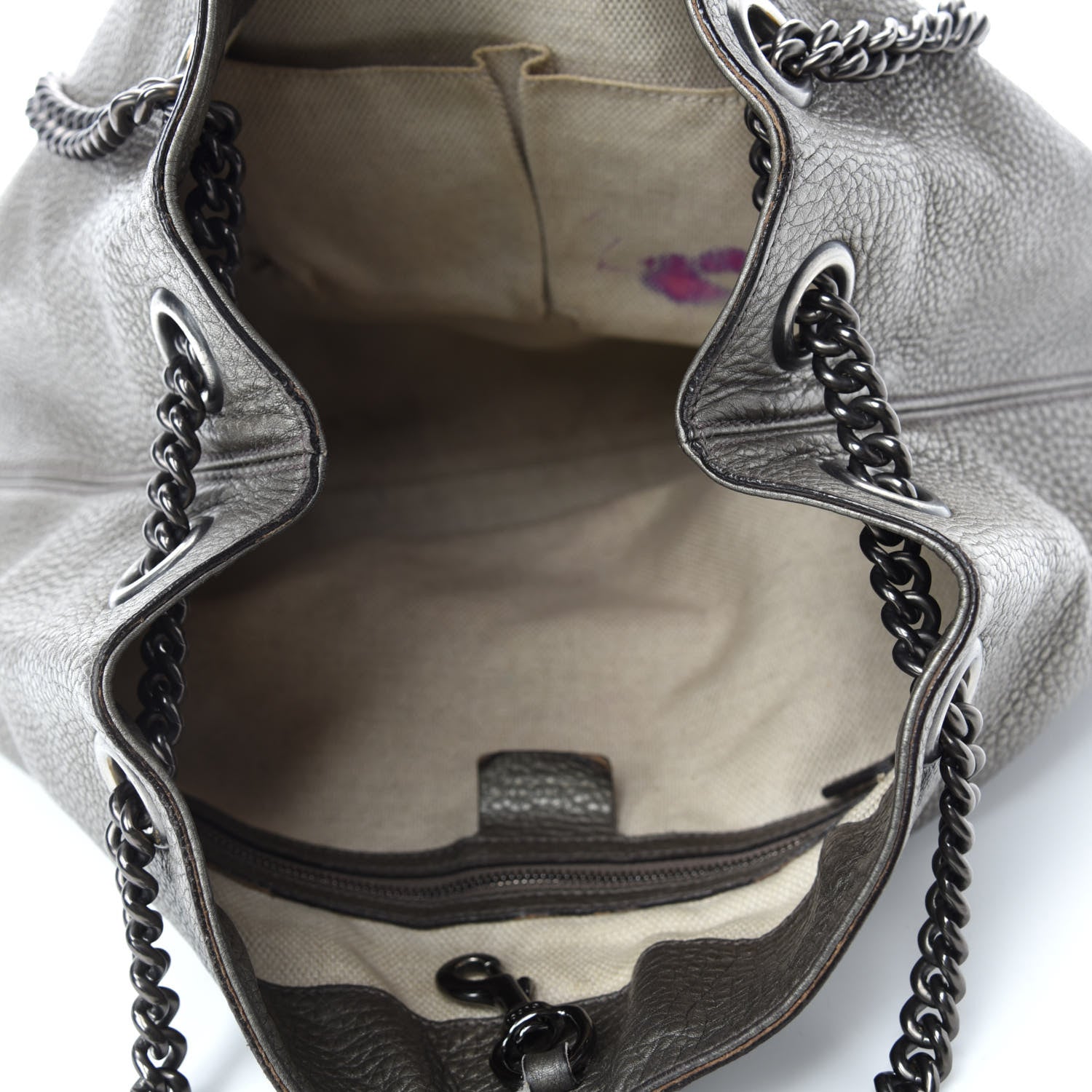 Gucci Metallic Pebbled Calfskin Medium Soho Chain Shoulder Bag Sasso 5 of 17