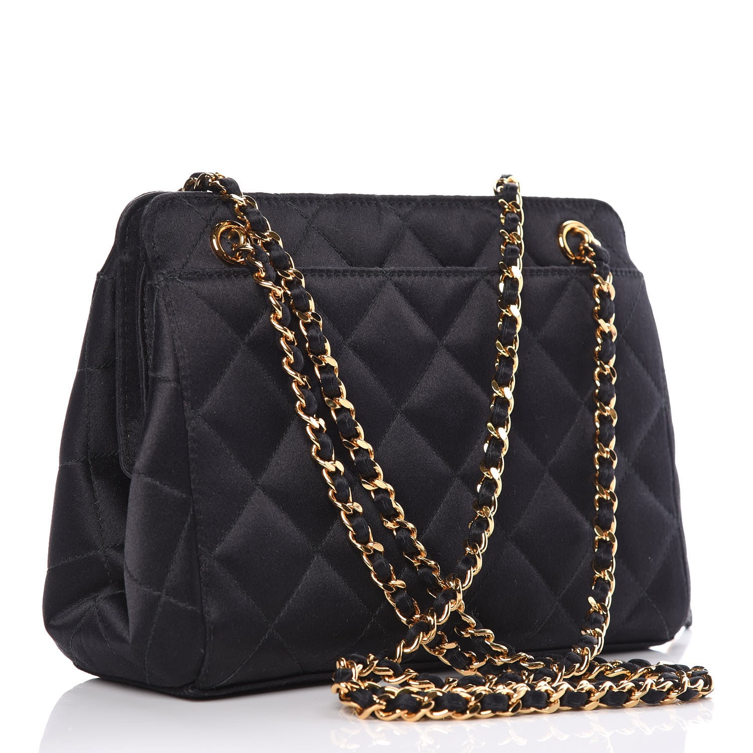 Chanel Satin Quilted Shoulder Bag Black 3 of 11