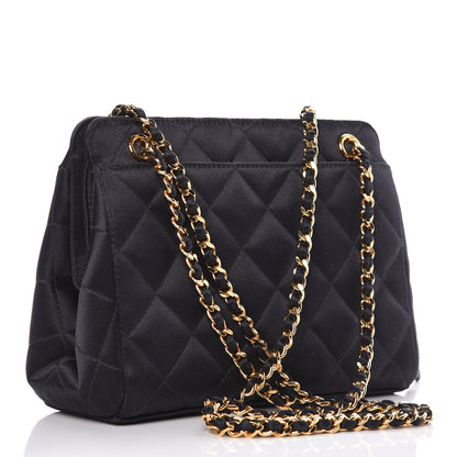 Chanel Satin Quilted Shoulder Bag Black 3 of 11