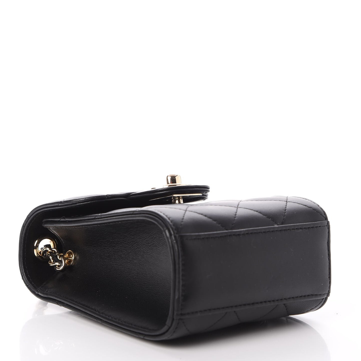 Lambskin Quilted Extra Mini Wallet On Chain WOC Black