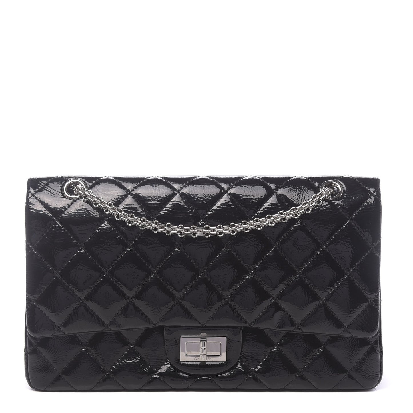 Distressed Patent Quilted 2.55 Reissue 227 Flap Black