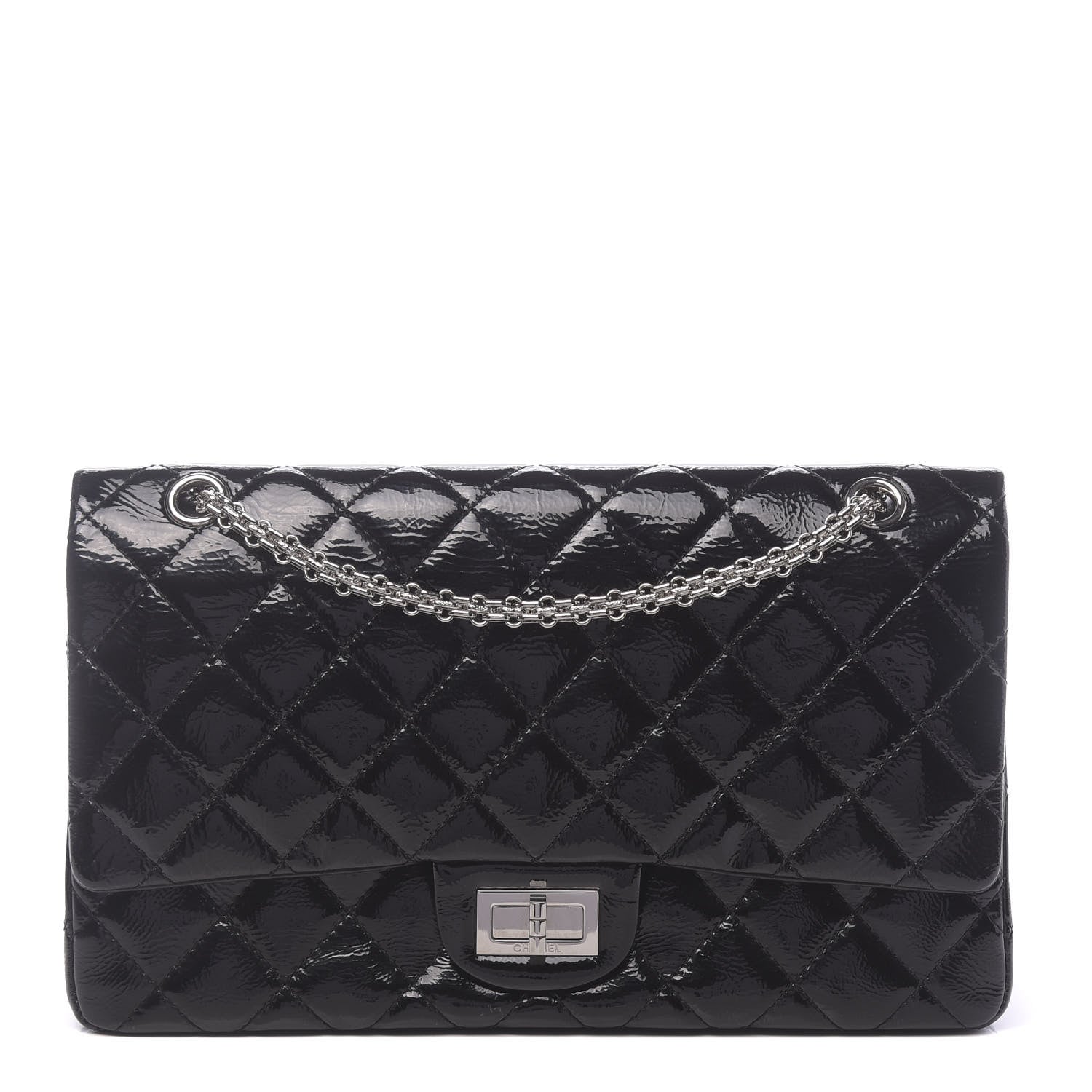 Chanel Distressed Patent Quilted 2.55 Reissue 227 Flap Black 1 of 10