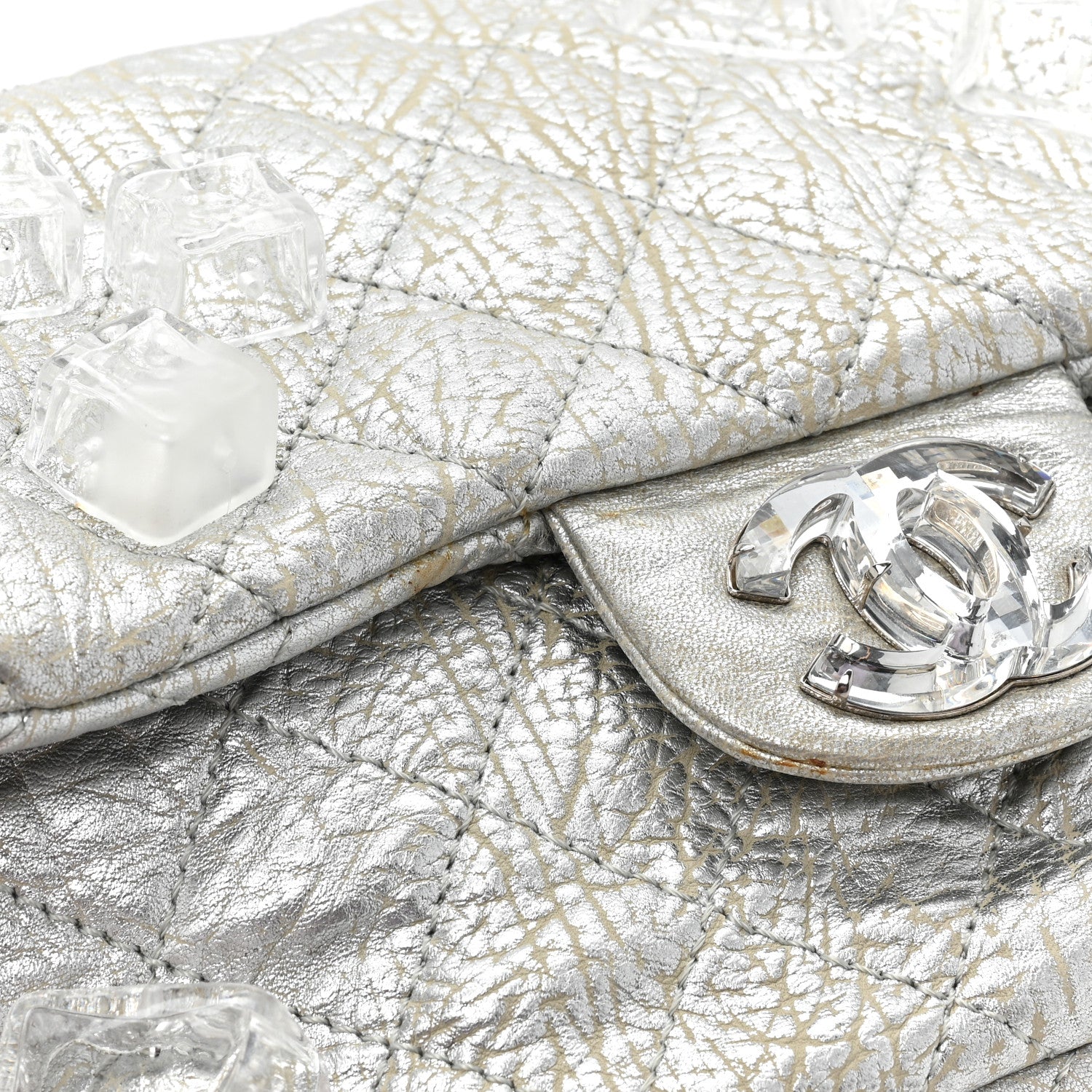 Chanel Calfskin Ice Cube On the Rocks Medium Flap Silver 10 of 15