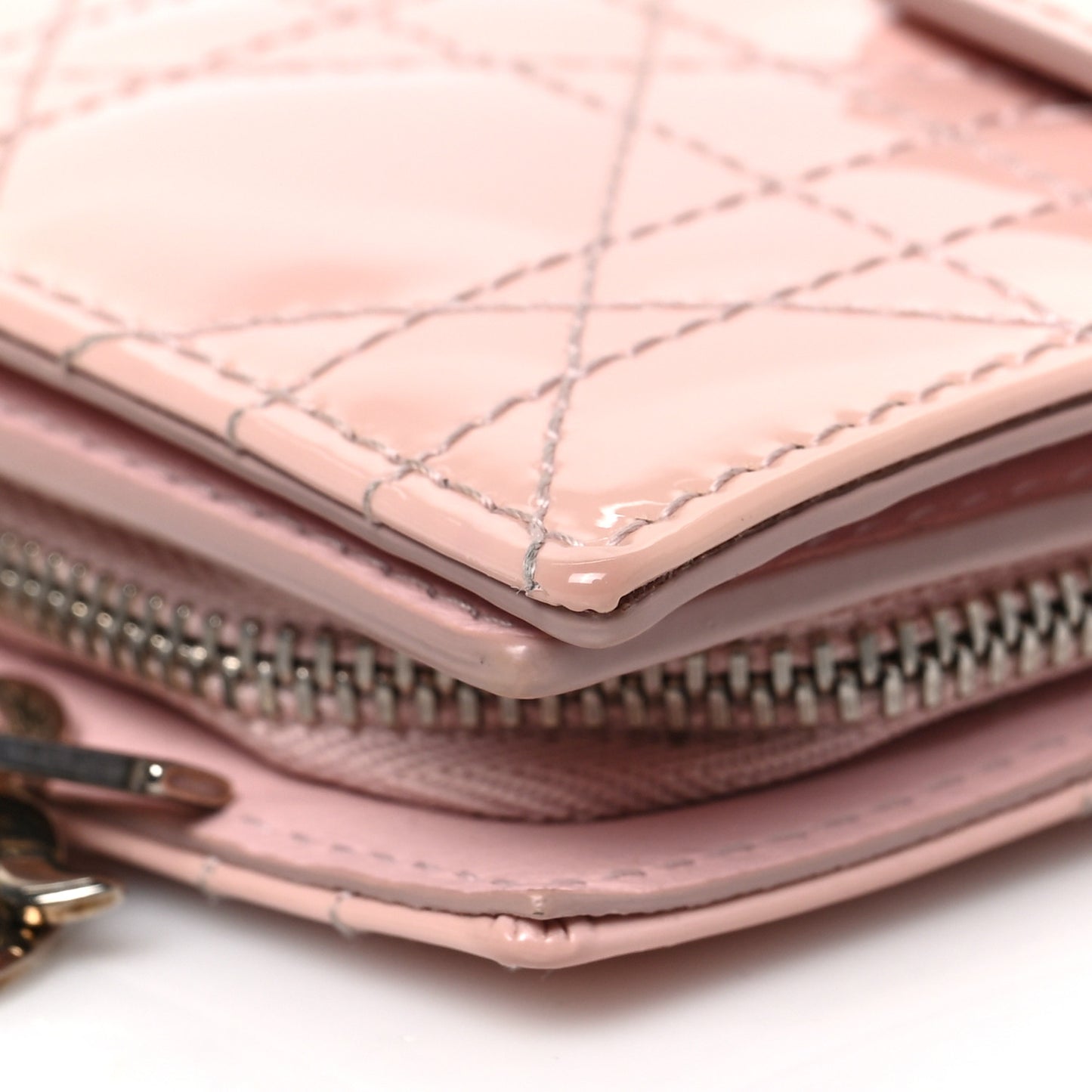 Patent Cannage Lady Dior Eden Wallet Rose Clair