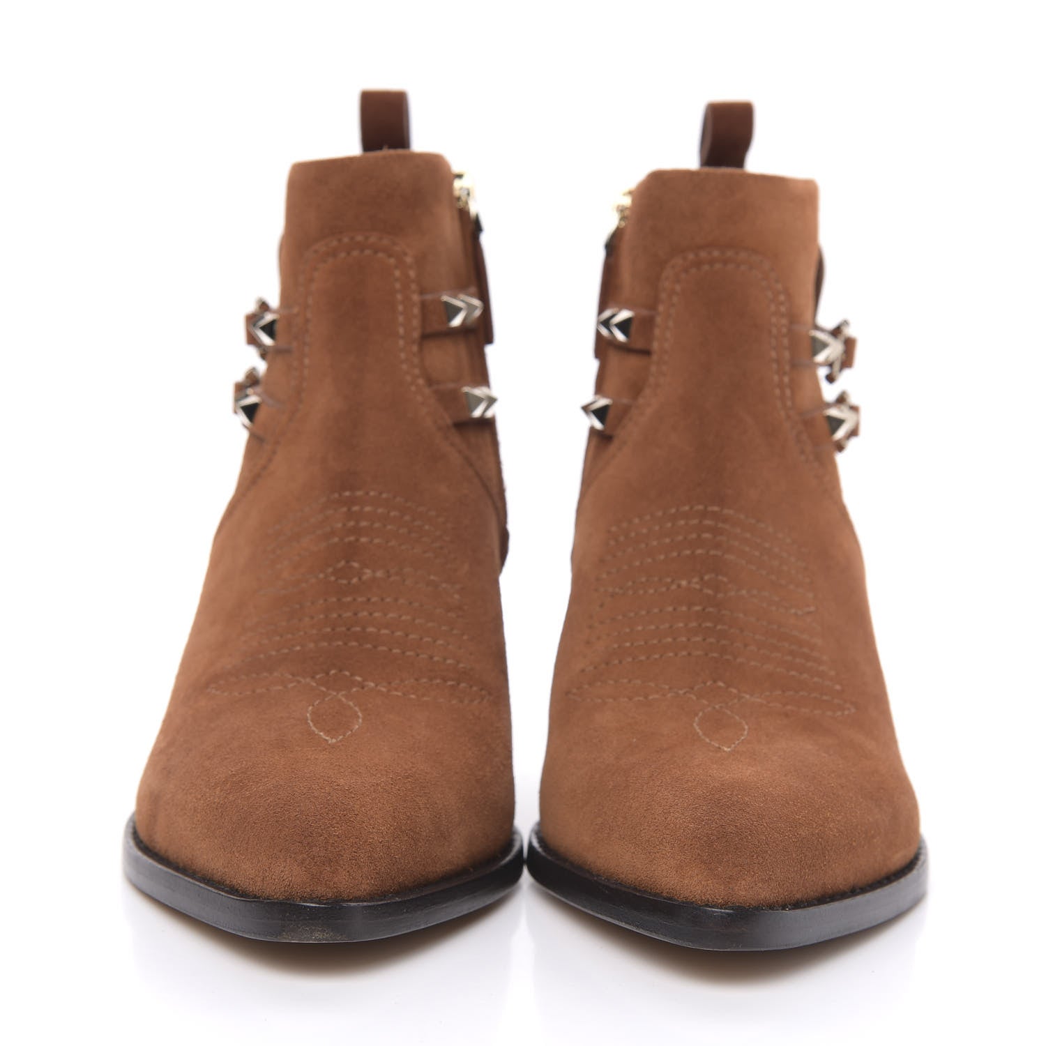 Valentino Garavani Suede Rockstud Double Buckle 50mm Cowboy Ankle Boots 41 Selleria 2 of 10