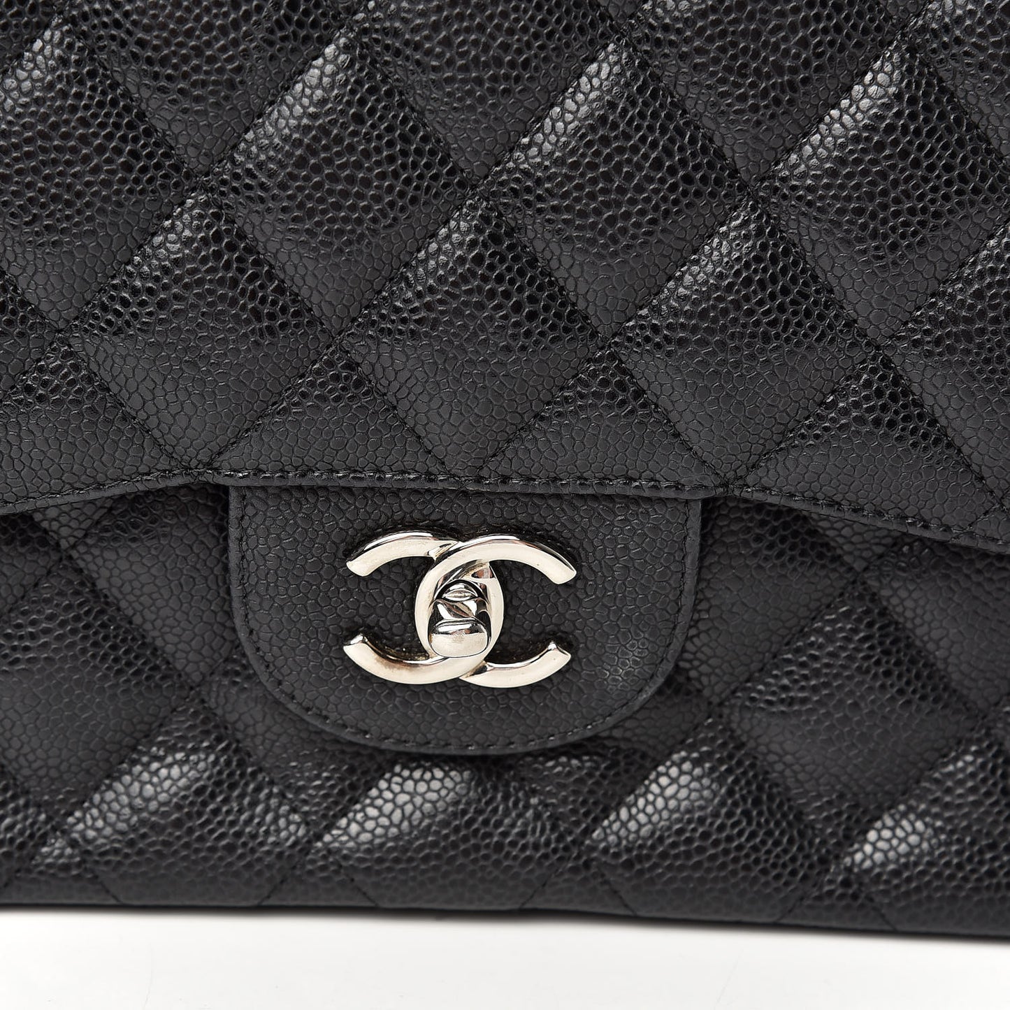 Caviar Quilted Jumbo Double Flap Black