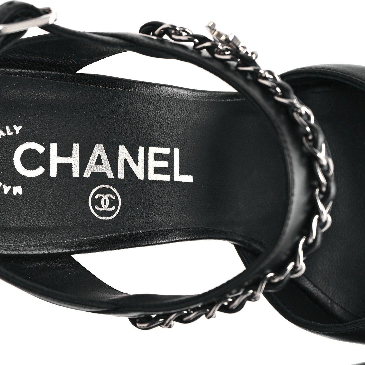 Chanel Lambskin CC Chain Sandals 36.5 Black 8 of 10