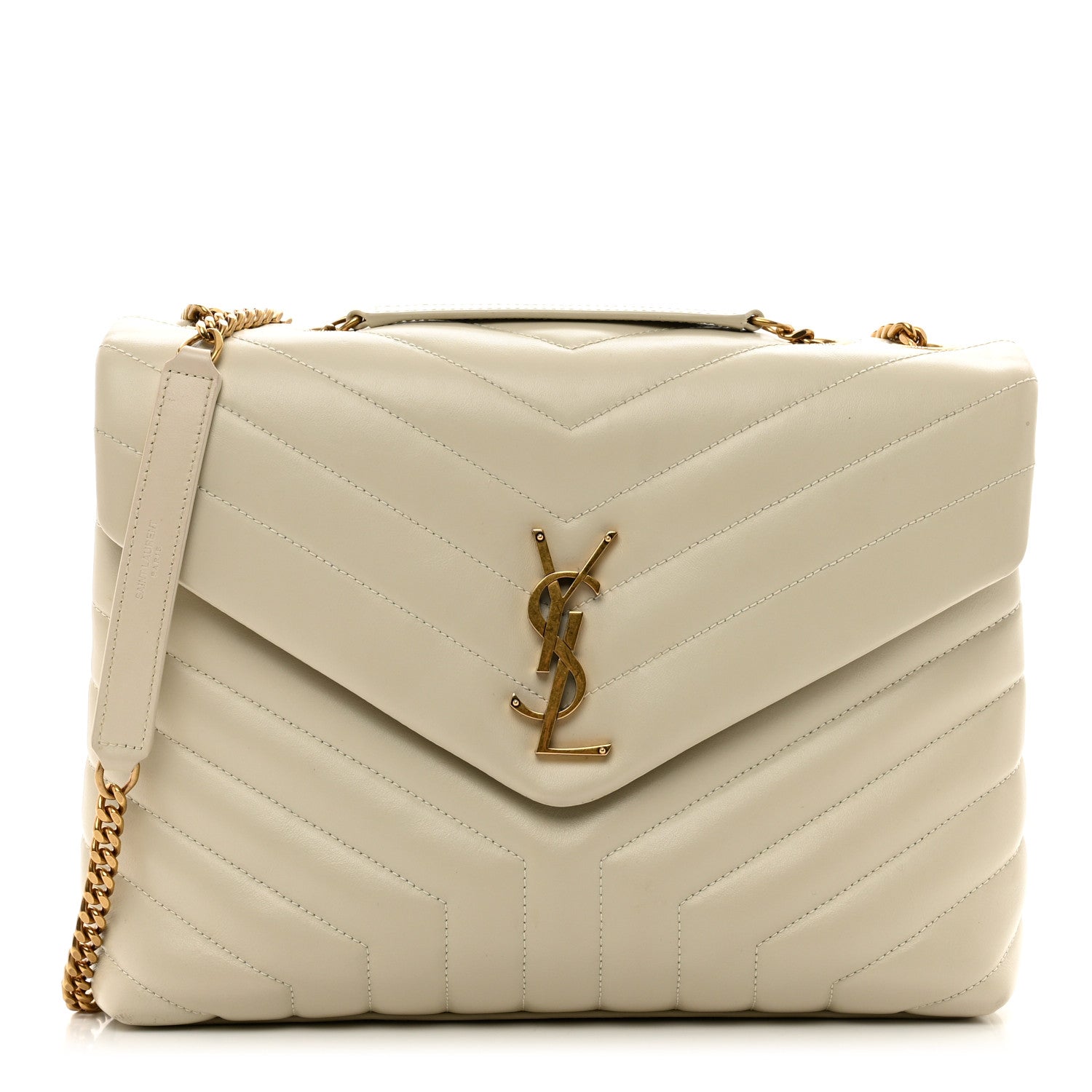 Saint Laurent Calfskin Y Quilted Monogram Medium Loulou Chain Satchel Crema Soft 1 of 12