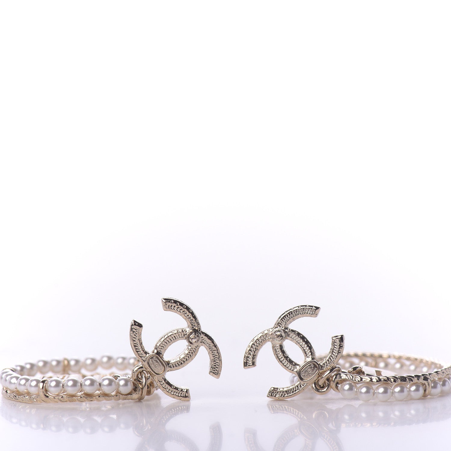 Chanel Crystal Pearl Charms CC Drop Earrings Gold 4 of 5