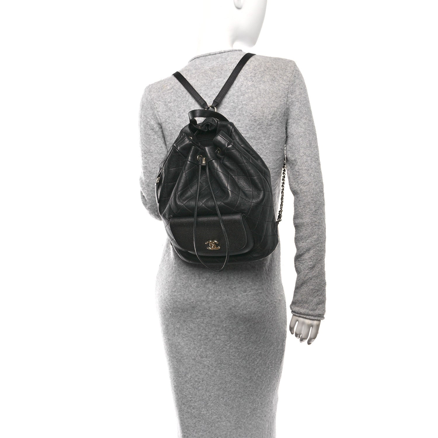 Chanel Sheepskin Caviar Quilted Daily Round Backpack Black 2 of 10