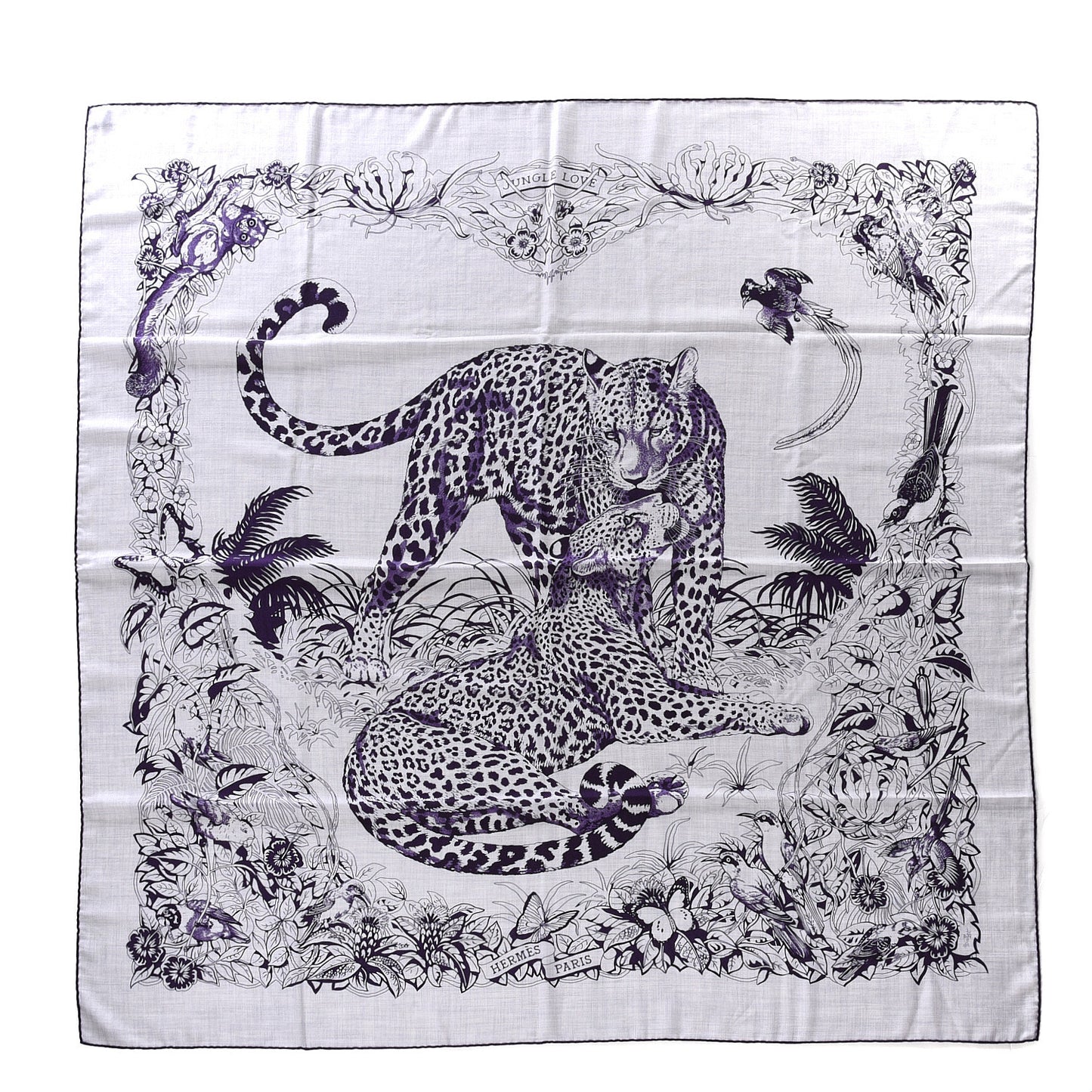 Cashmere Silk Jungle Love Tattoo Shawl 140 Gris Chine Iris