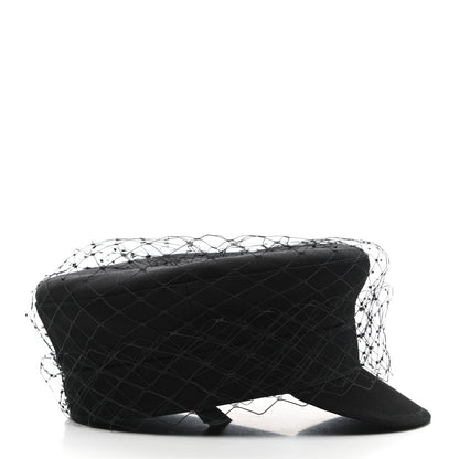 Christian Dior Cotton Canvas Arty Cap with Veil 58 Black 6 of 9
