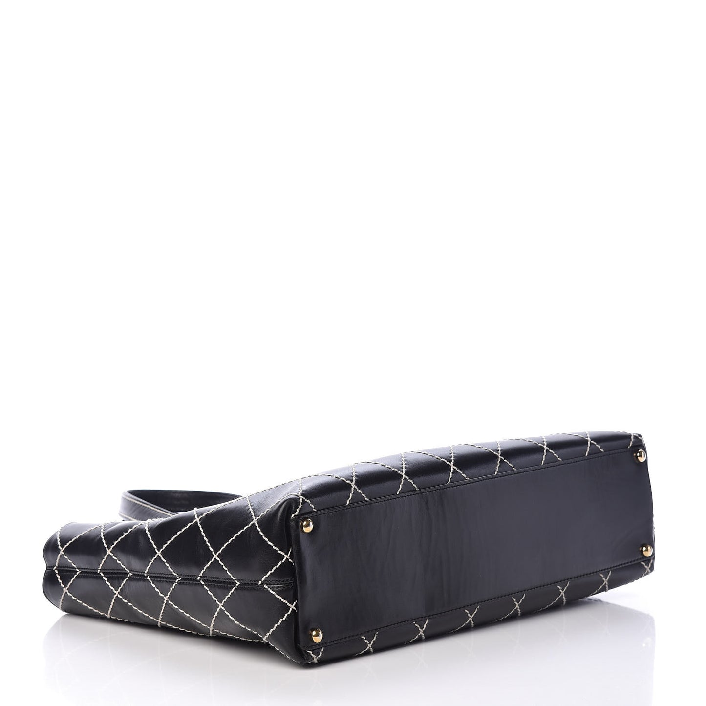Calfskin Contrast Stitch Surpique Tote Black