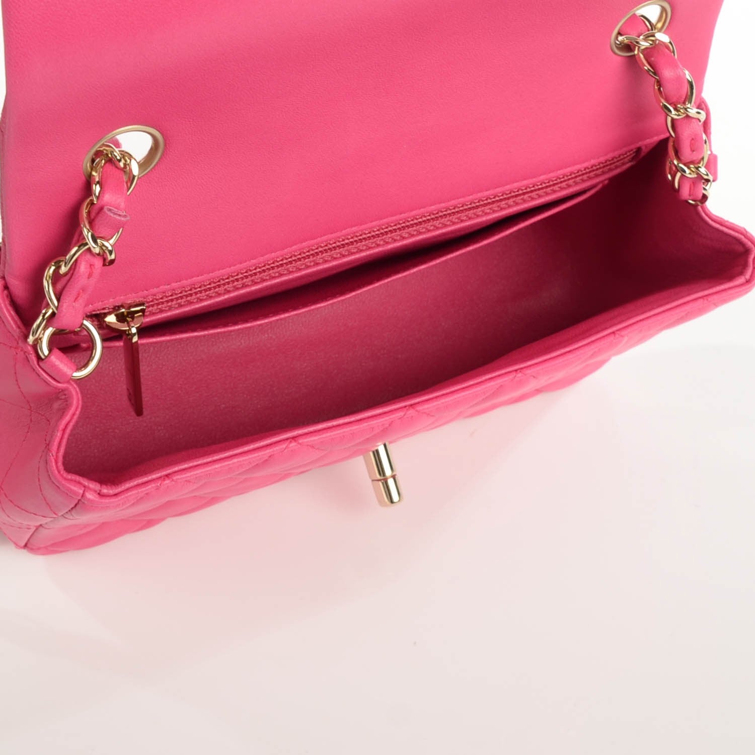Chanel Lambskin Quilted Mini Rectangular Flap Fuchsia 6 of 9