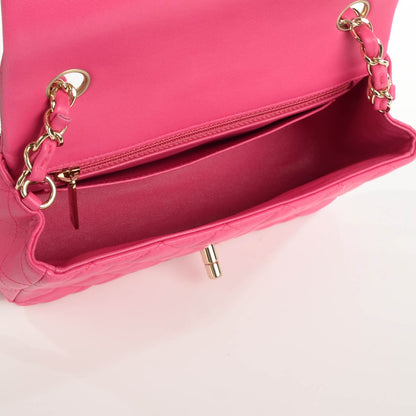 Chanel Lambskin Quilted Mini Rectangular Flap Fuchsia 6 of 9