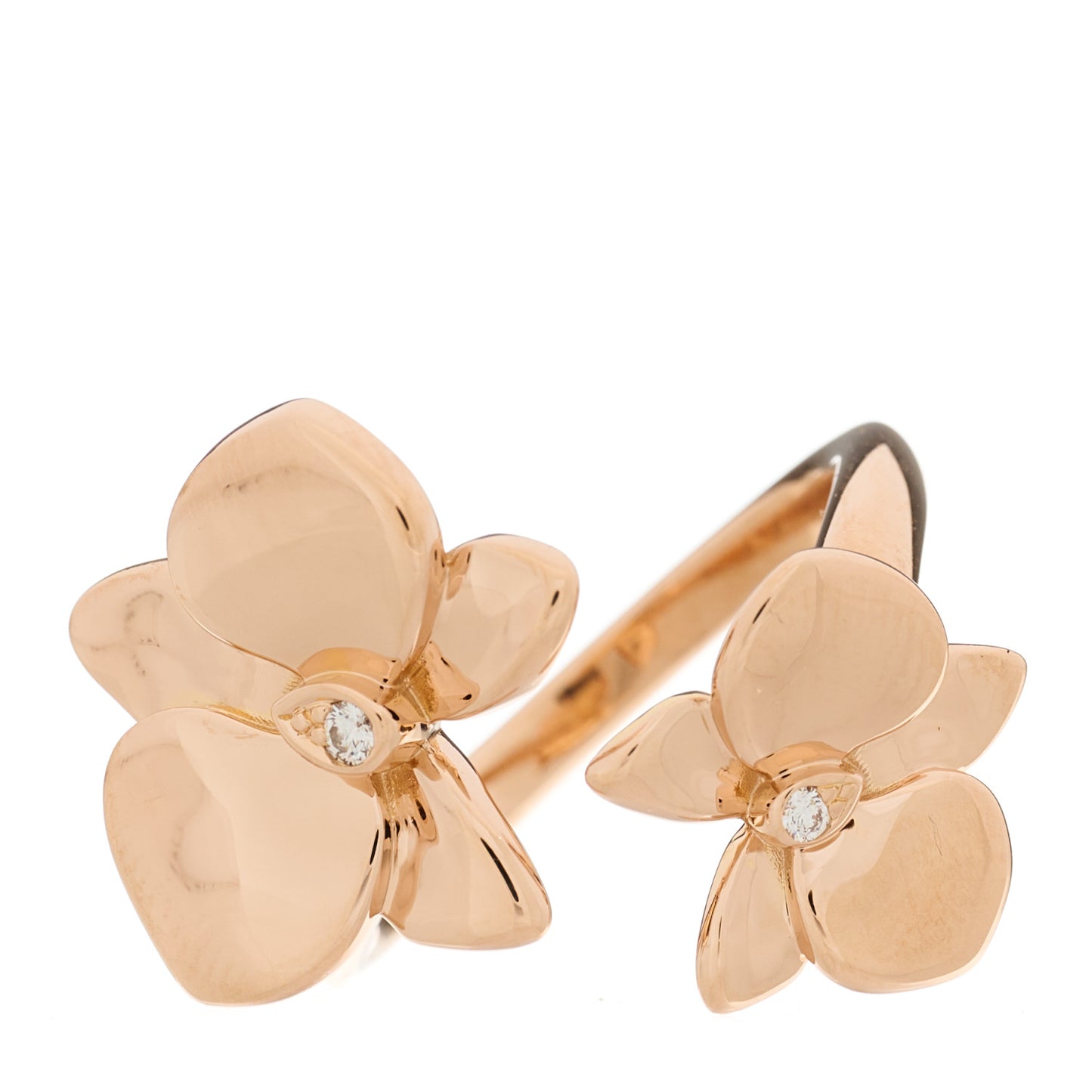 18K Pink Gold Diamond Caresse D'Orchidees Par Cartier Ring 54 7