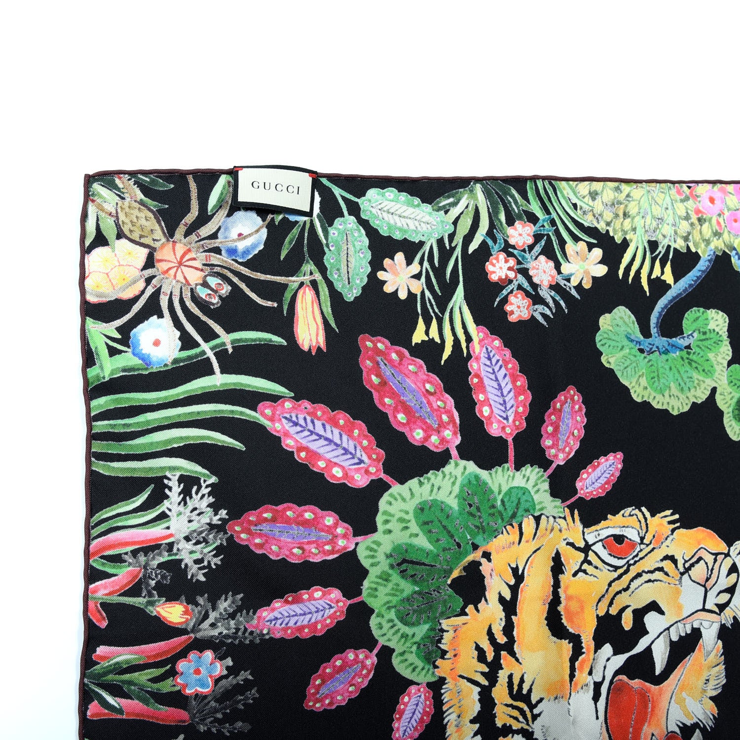 Gucci Silk Tiger Kingsnake Print Square Scarf Multicolor 4 of 5