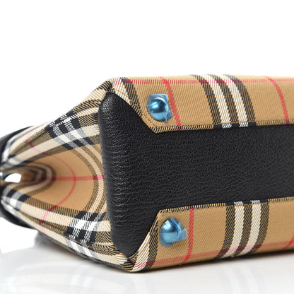 Burberry Goatskin Vintage Check Small Banner Tote Black 6 of 11