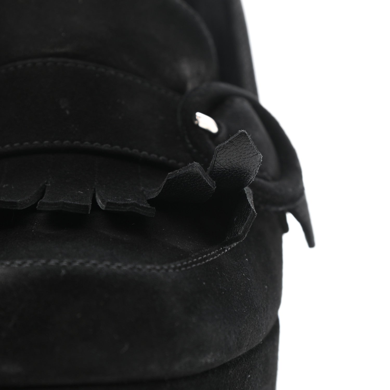 Prada Suede Kiltie 110 Platform Pumps 37 Black 8 of 8
