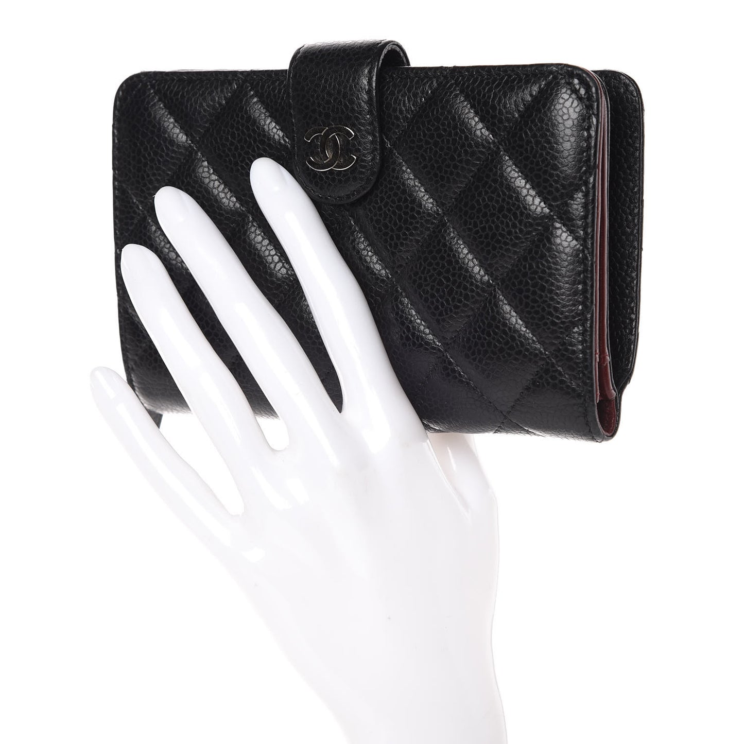 Caviar Quilted Zipped Pocket Wallet Black