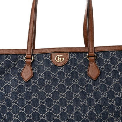 Gucci New Denim GG Monogram Medium Ophidia Shopping Tote Blue Tea Cuir 8 of 10