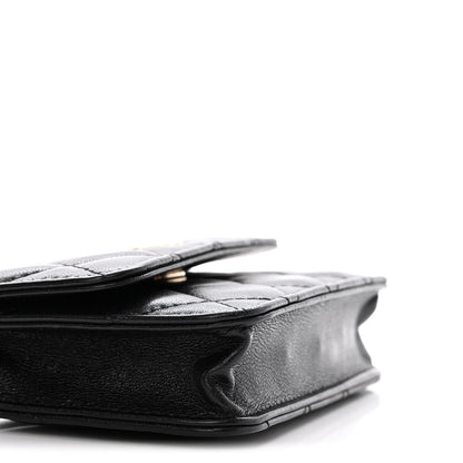 Chanel Shiny Lambskin Ribbon Quilted Flap Belt Bag Black 10 of 12