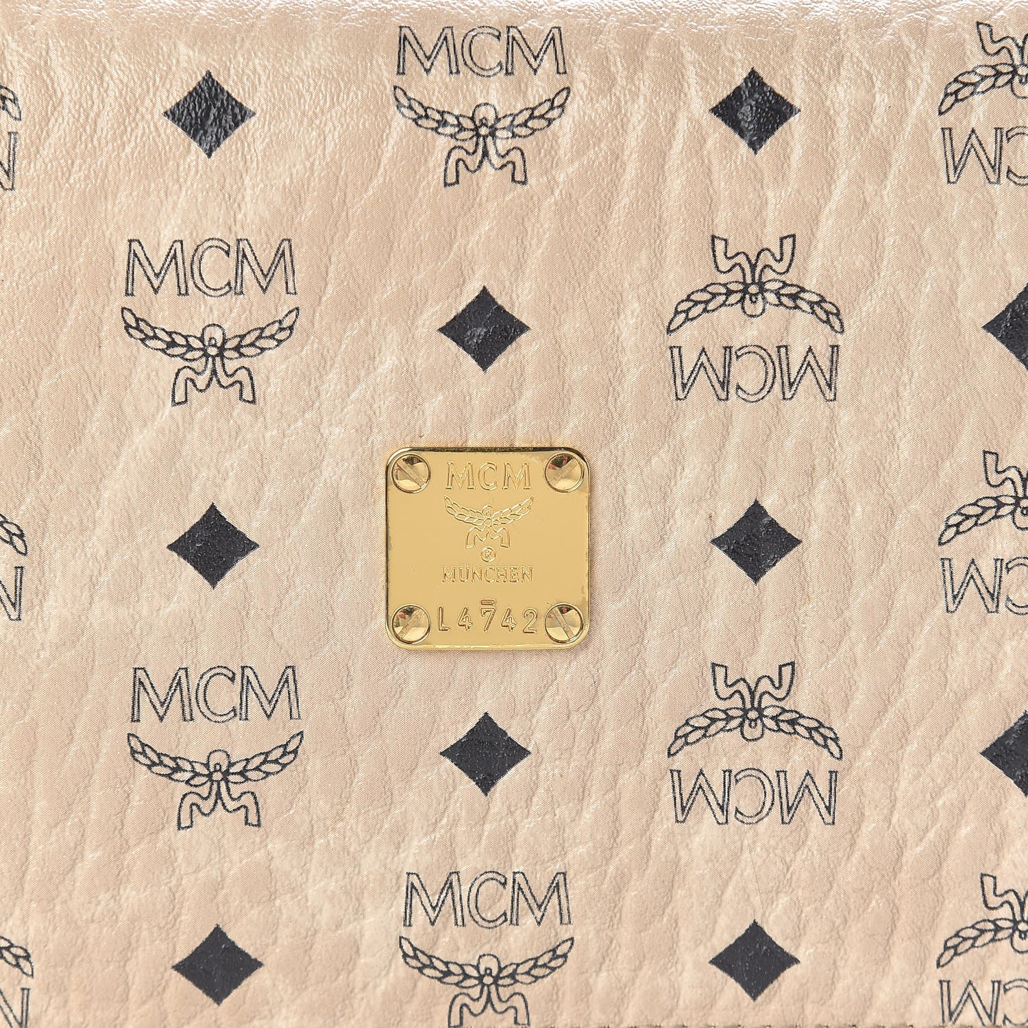 MCM Visetos Crossbody Wallet Beige 9 of 12