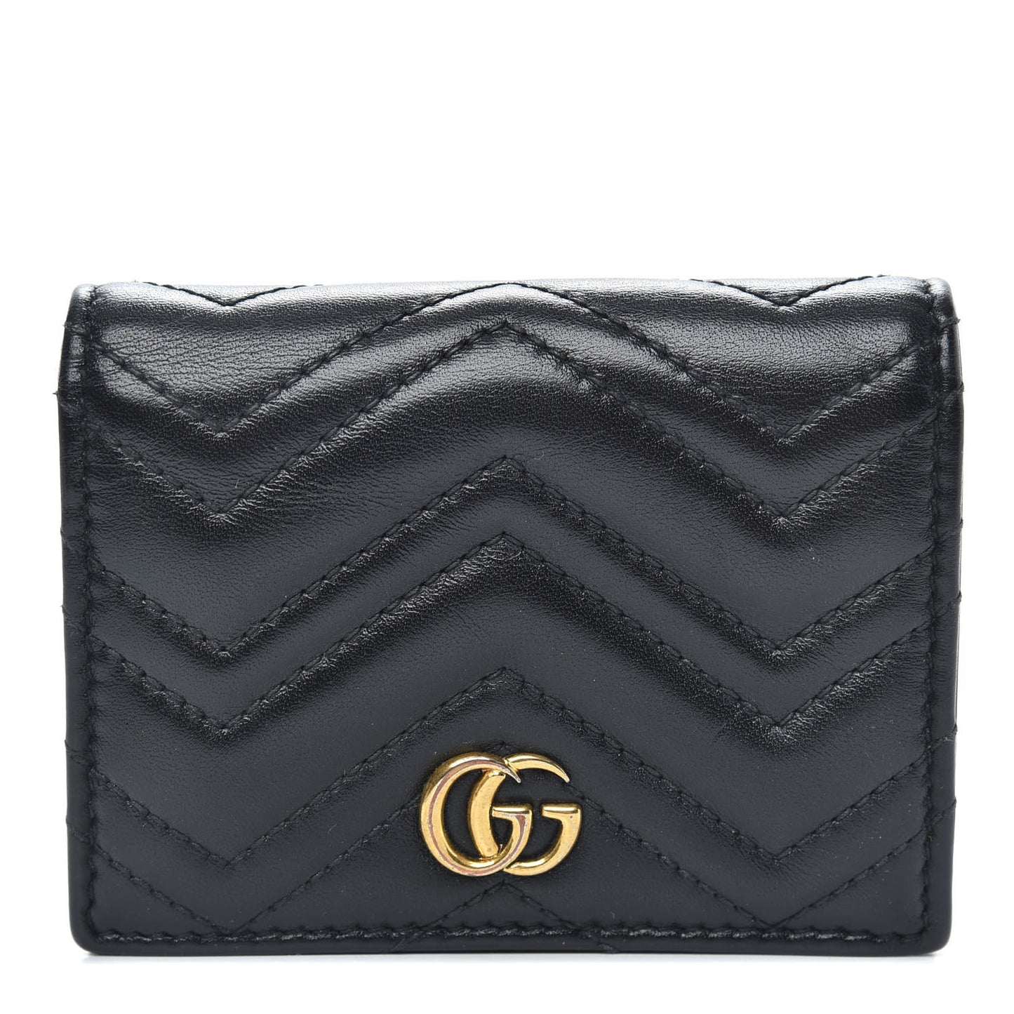 Calfskin Matelasse GG Marmont Card Case Wallet Black