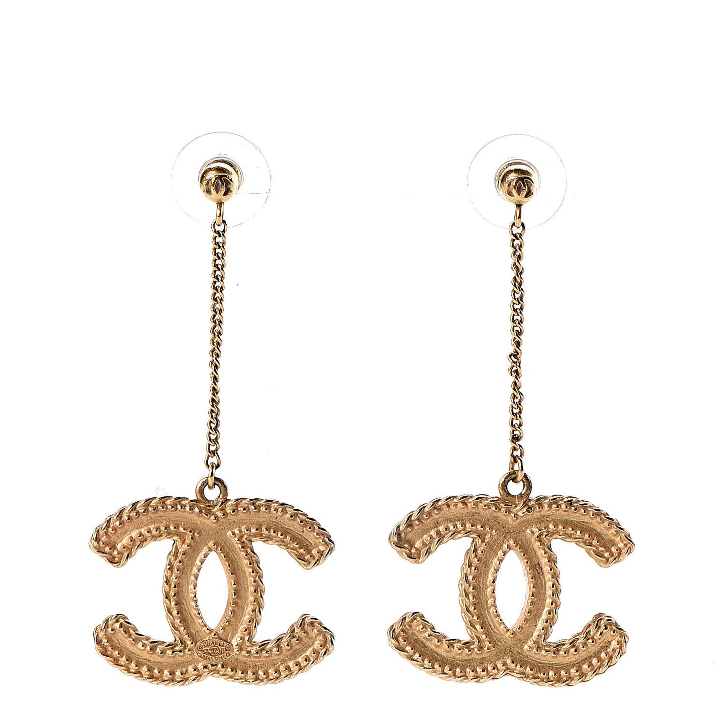 CC Drop Earrings Matte Gold