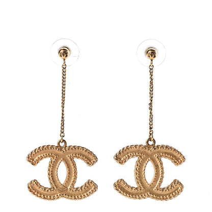 Chanel CC Drop Earrings Matte Gold 1 of 3