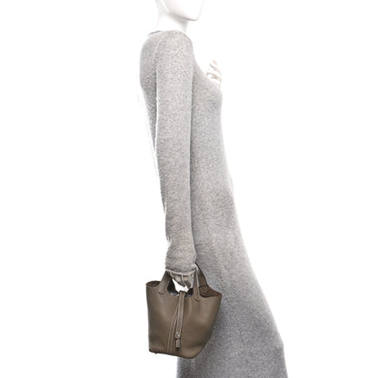 Hermes Taurillon Clemence Picotin Lock 18 PM Etoupe 2 of 13