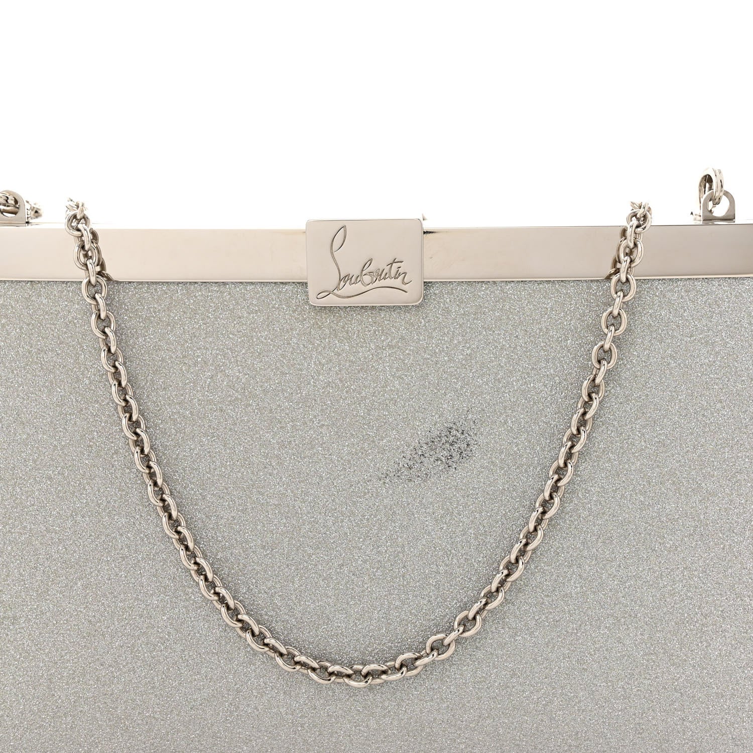 Christian Louboutin Glitter Palmette Clutch Silver 7 of 10