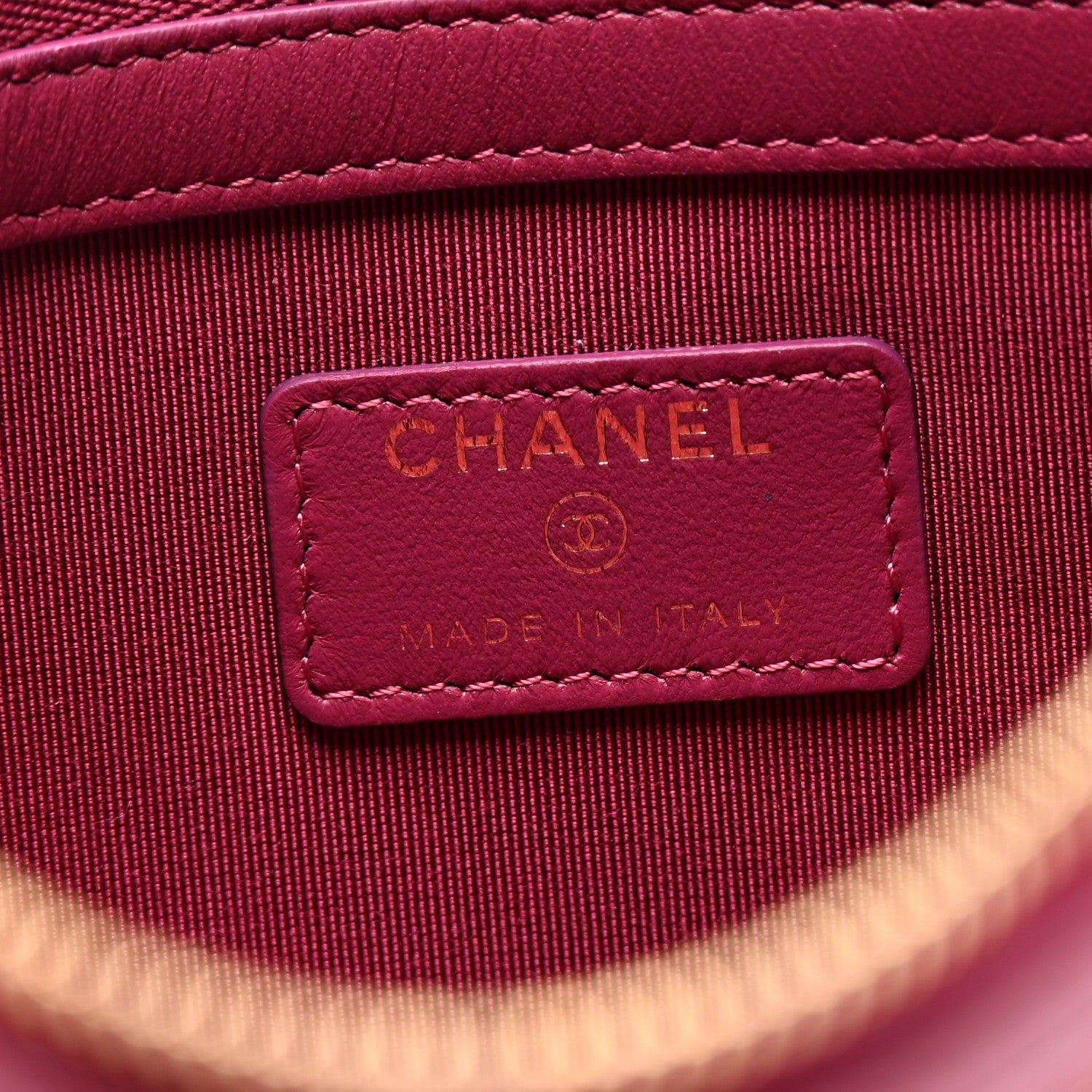Chanel Lambskin Chevron Quilted Medium Cosmetic Case Dark Pink 6 of 7