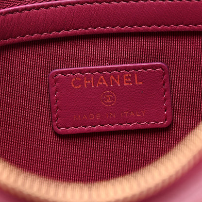 Chanel Lambskin Chevron Quilted Medium Cosmetic Case Dark Pink 6 of 7