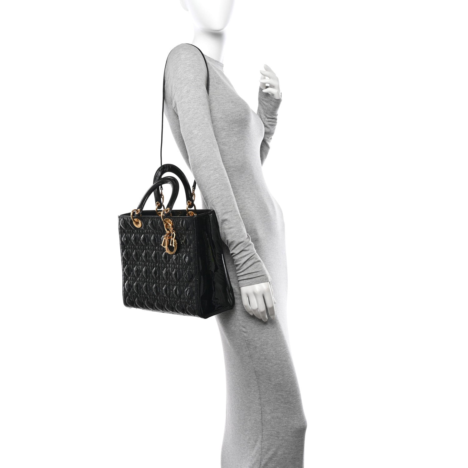 Christian Dior Patent Cannage Large Lady Dior Black 3 of 10