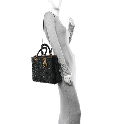 Christian Dior Patent Cannage Large Lady Dior Black 3 of 10
