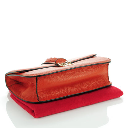 Valentino Garavani Pebbled Calfskin Monochrome Medium Glam Lock Rockstud Flap English Red 4 of 7
