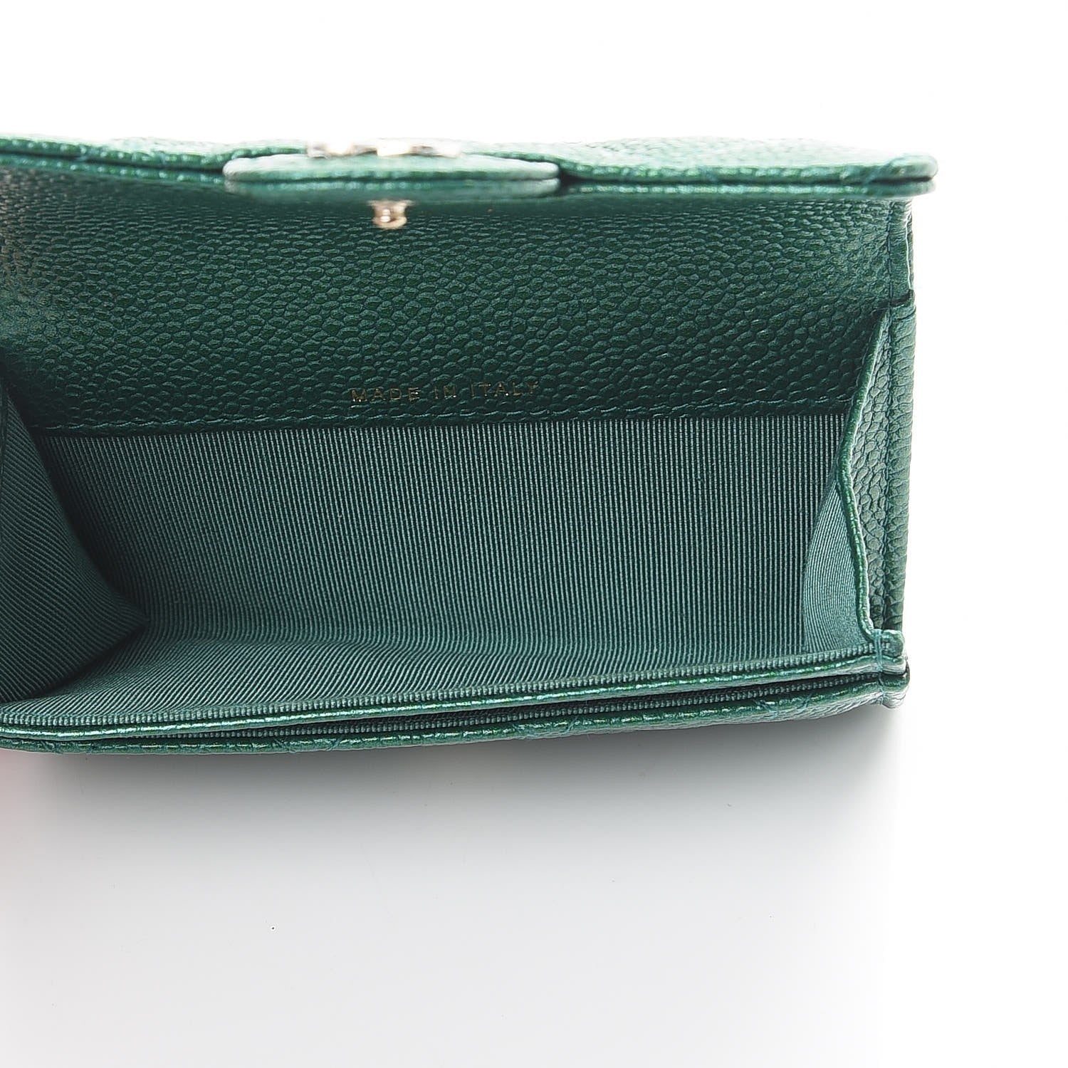 Chanel Metallic Caviar Quilted Card Holder Green 5 of 9