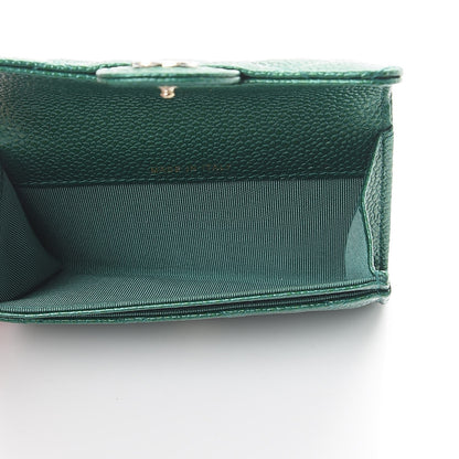Chanel Metallic Caviar Quilted Card Holder Green 5 of 9