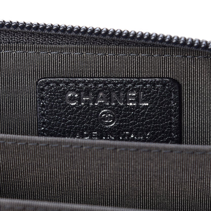 Chanel Iridescent Goatskin Quilted Boy Zip Around Coin Purse Wallet Black 6 of 8
