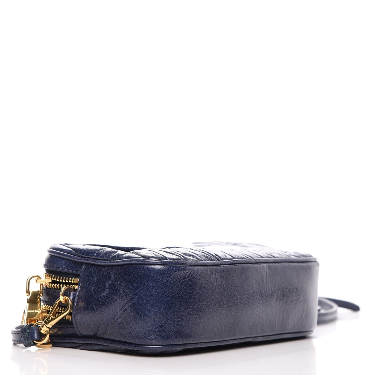 Miu Miu Vitello Lux Matelasse Double Zip Chain Shoulder Bag Bleuette 4 of 9