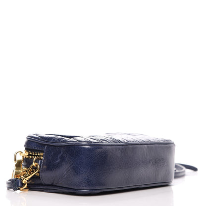 Miu Miu Vitello Lux Matelasse Double Zip Chain Shoulder Bag Bleuette 4 of 9